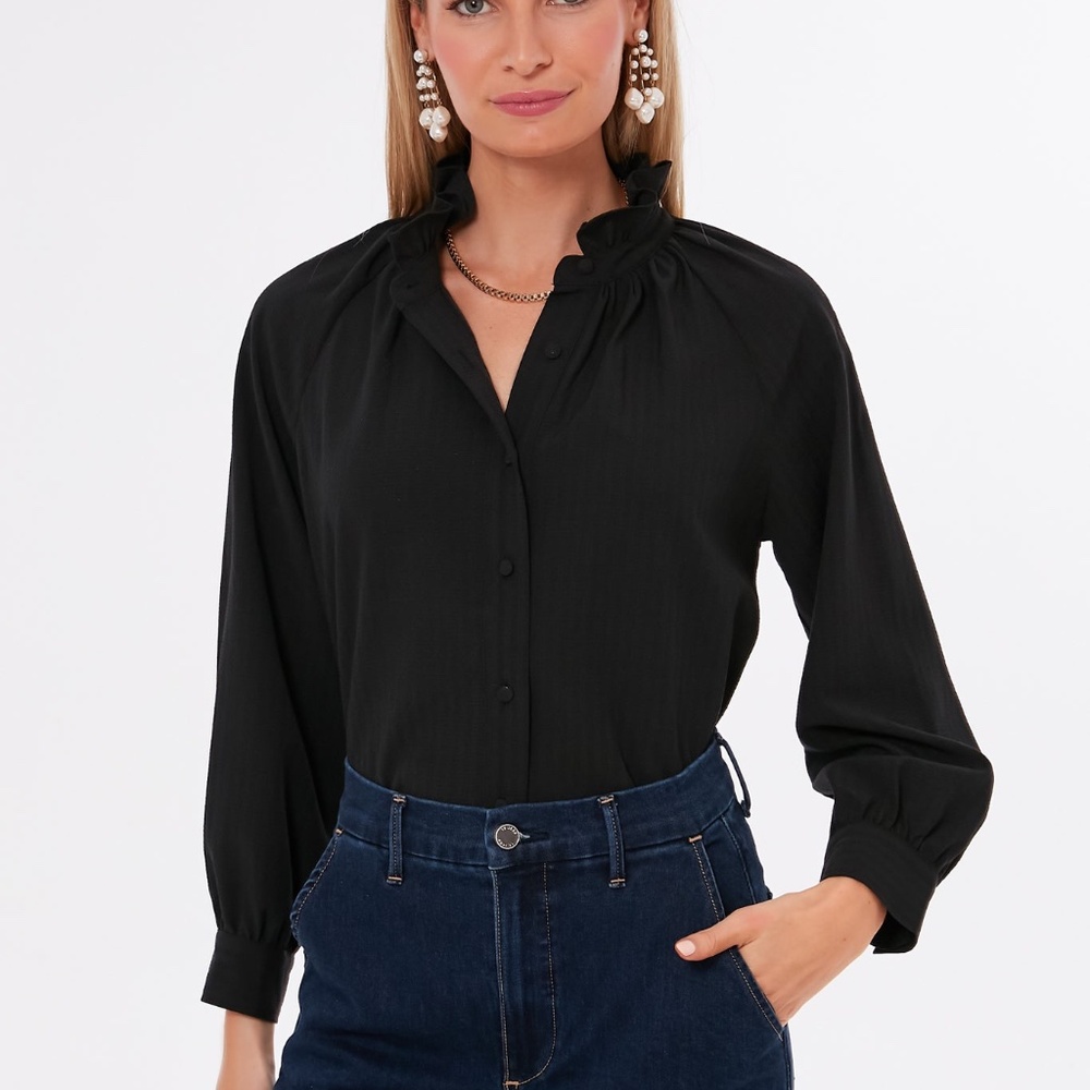 Tuckernuck Womens Pomander Place Black Harlee Blouse Size Medium
